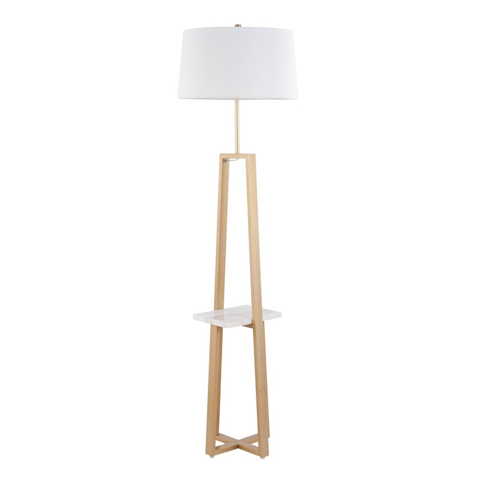 LumiSource Cosmo Shelf Floor Lamp, White/Gold