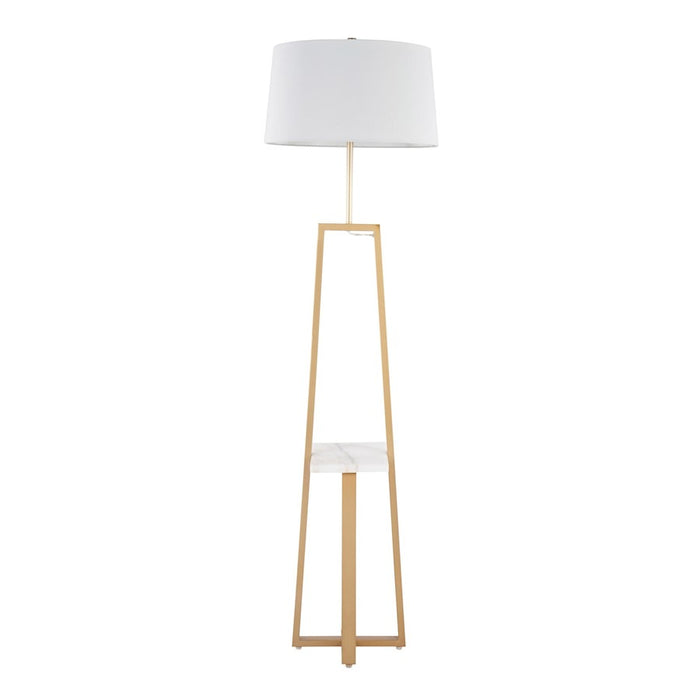 LumiSource Cosmo Shelf Floor Lamp, White/Gold