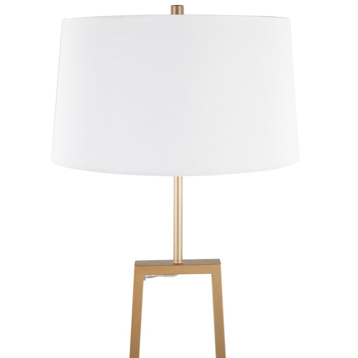 LumiSource Cosmo Shelf Floor Lamp, White/Gold