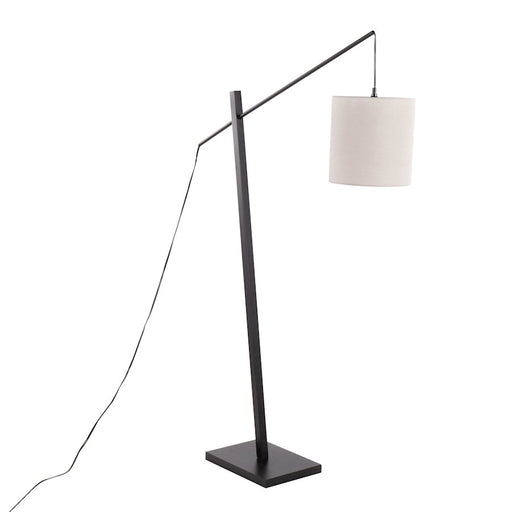 LumiSource Arturo Floor Lamp, Black Wood/Black Steel/Grey - LS-ARTUROFLBKGY