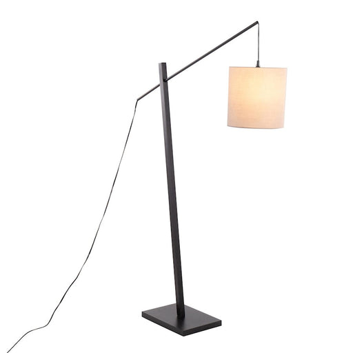 LumiSource Arturo Floor Lamp, Black Wood/Black Steel/Grey