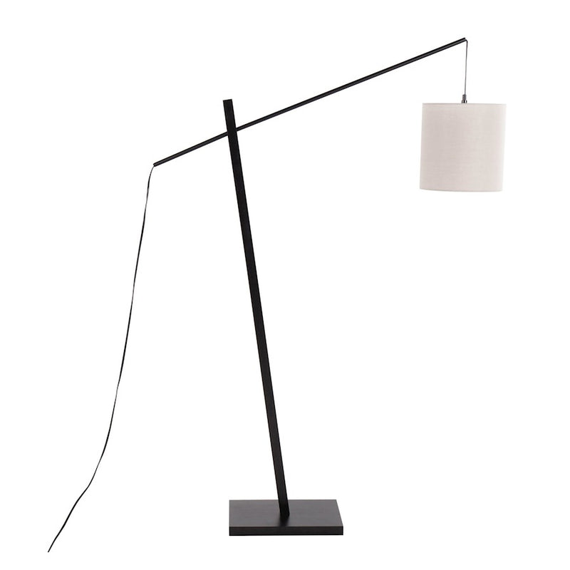 LumiSource Arturo 60in Adjustable Floor Lamp | Contemporary Black Wood and Steel with Grey Fabric Shade | Living Room & Home | Model LS-ARTUROFLBKGY