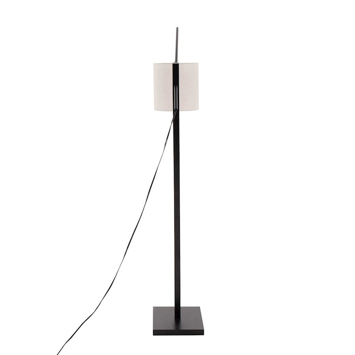LumiSource Arturo Floor Lamp, Black Wood/Black Steel/Grey