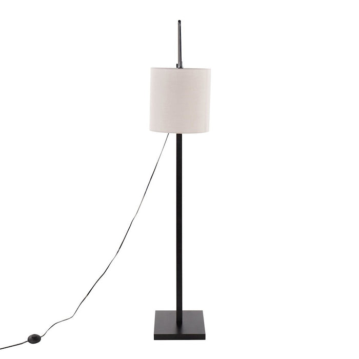 LumiSource Arturo Floor Lamp, Black Wood/Black Steel/Grey