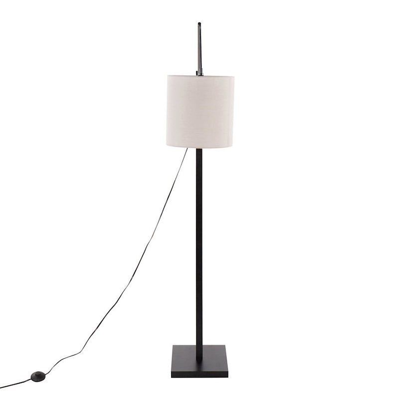 LumiSource Arturo 60in Adjustable Floor Lamp | Contemporary Black Wood and Steel with Grey Fabric Shade | Living Room & Home | Model LS-ARTUROFLBKGY