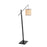 LumiSource Arturo Floor Lamp, Black Wood/Black Steel/Rattan