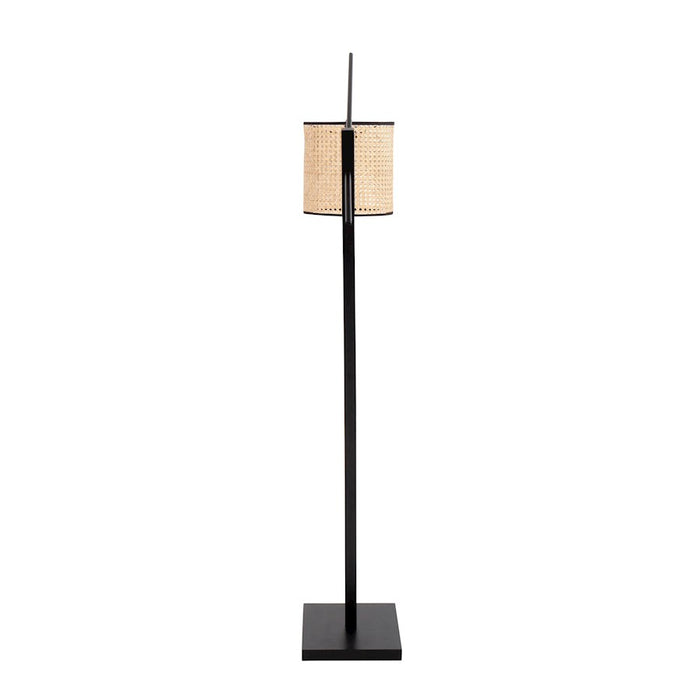 LumiSource Arturo Floor Lamp, Black Wood/Black Steel/Rattan