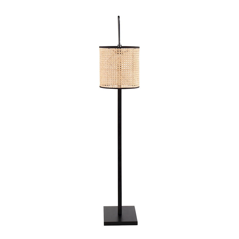 LumiSource Arturo 60in Floor Lamp | Contemporary Black Wood, Black Steel & Rattan | Living Room & Bedroom Reading Light | Model LS-ARTUROFLBKRTAN