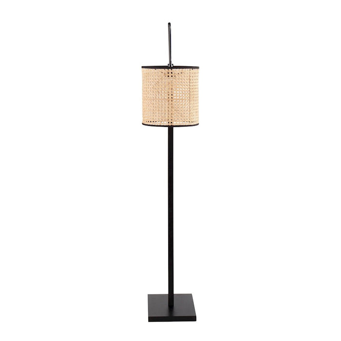 LumiSource Arturo Floor Lamp, Black Wood/Black Steel/Rattan