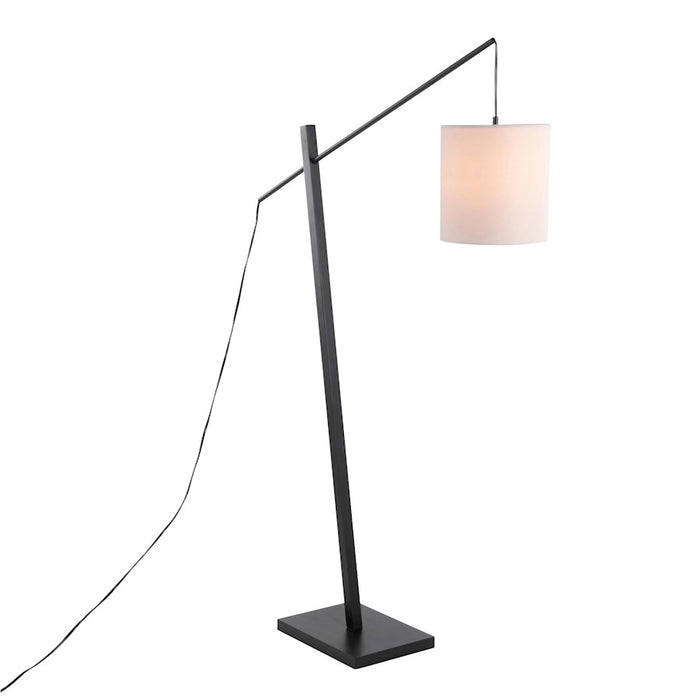 LumiSource Arturo Floor Lamp, Black Wood/Black Steel/White