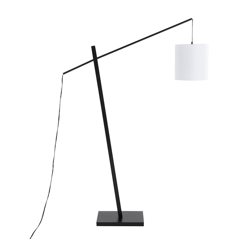 LumiSource Arturo 60in Floor Lamp | Contemporary Black Wood, Black Steel & White Fabric | Living Room & Bedroom Reading Light | Model LS-ARTUROFLBKW