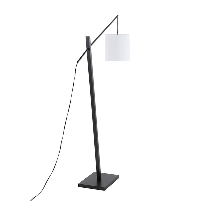 LumiSource Arturo Floor Lamp, Black Wood/Black Steel/White