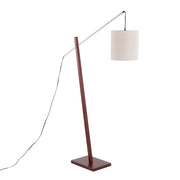 LumiSource Arturo Floor Lamp, Walnut Wood/Satin Nickel/Grey - LS-ARTUROFLWLGY