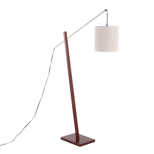LumiSource Arturo Floor Lamp, Walnut Wood/Satin Nickel/Grey - LS-ARTUROFLWLGY