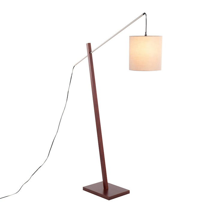 LumiSource Arturo Floor Lamp, Walnut Wood/Satin Nickel/Grey