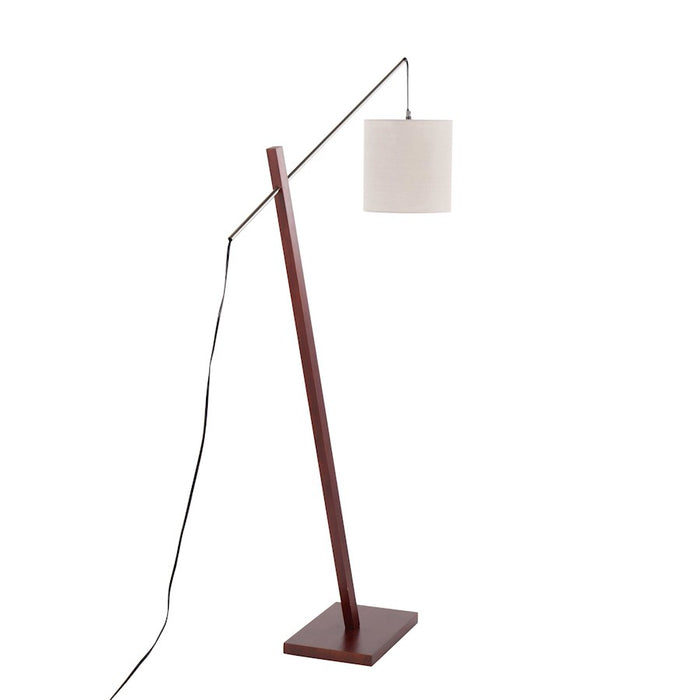 LumiSource Arturo Floor Lamp, Walnut Wood/Satin Nickel/Grey