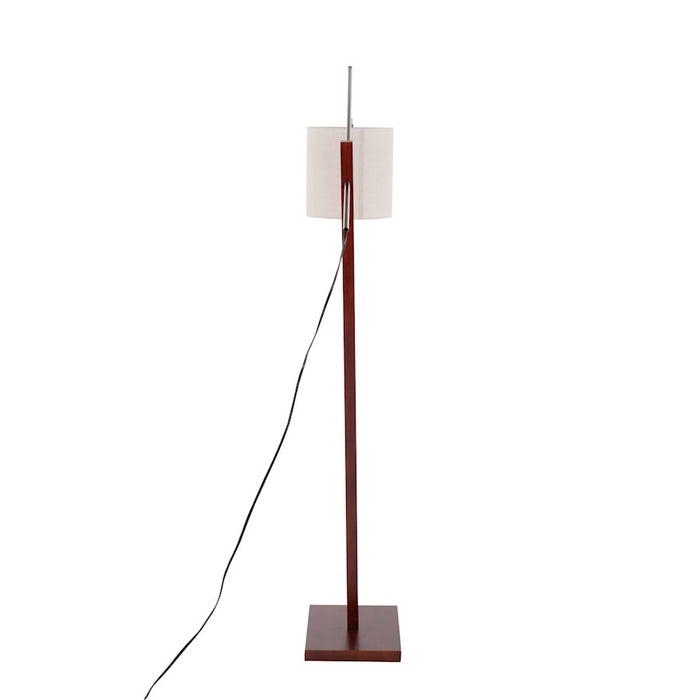 LumiSource Arturo Floor Lamp, Walnut Wood/Satin Nickel/Grey