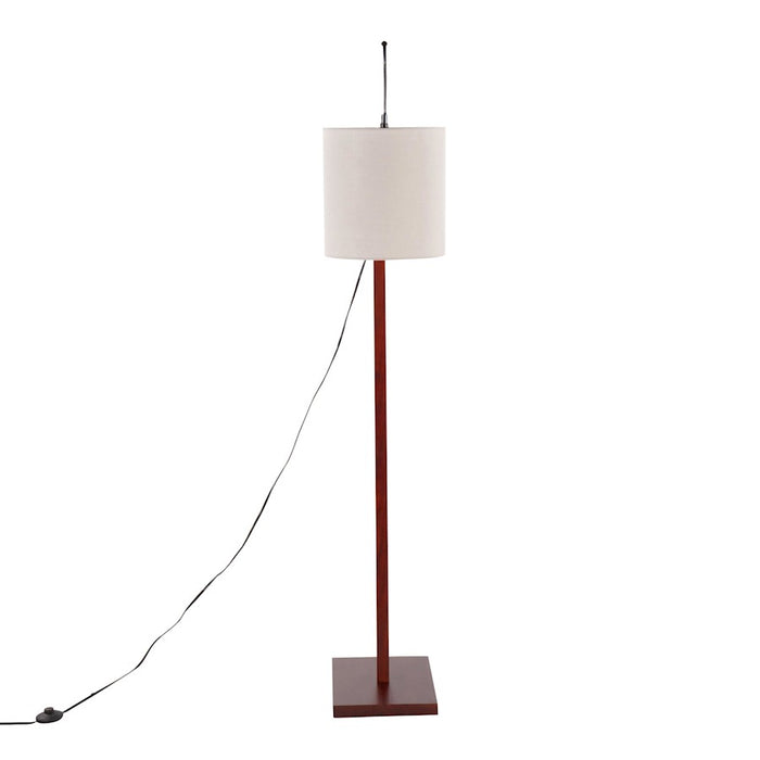 LumiSource Arturo Floor Lamp, Walnut Wood/Satin Nickel/Grey