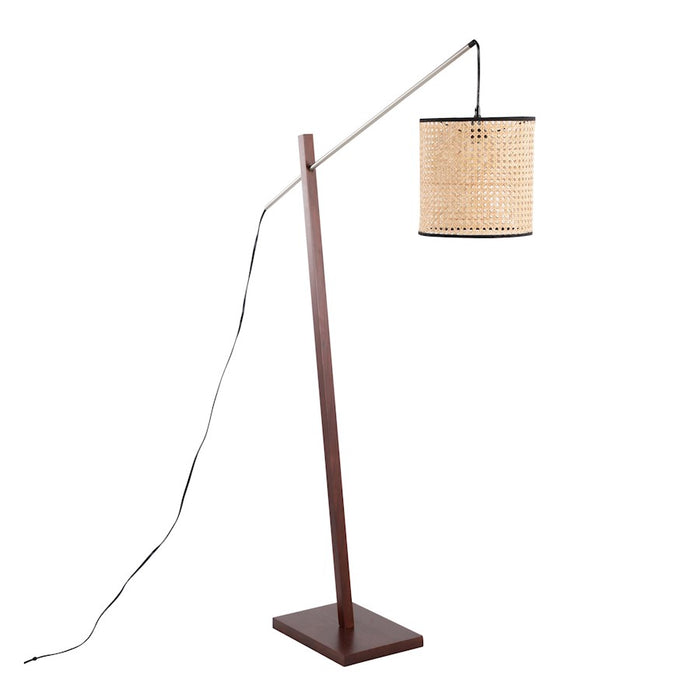LumiSource Arturo Floor Lamp, Walnut/Satin Nickel/Rattan - LS-ARTUROFLWLRTAN
