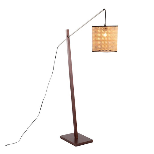 LumiSource Arturo Floor Lamp, Walnut/Satin Nickel/Rattan