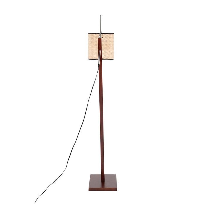 LumiSource Arturo Floor Lamp, Walnut/Satin Nickel/Rattan