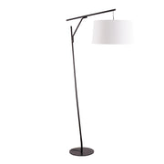 LumiSource Daniella Floor Lamp in Black Steel/White Linen - LS-DANIELLAFLBKW
