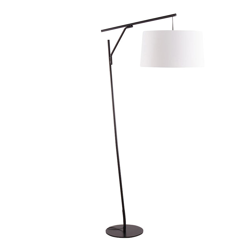 LumiSource Daniella Floor Lamp in Black Steel/White Linen - LS-DANIELLAFLBKW