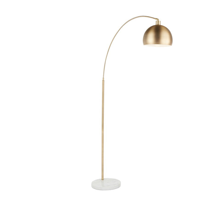 LumiSource March Floor Lamp, White Marble/Antique Brass Metal