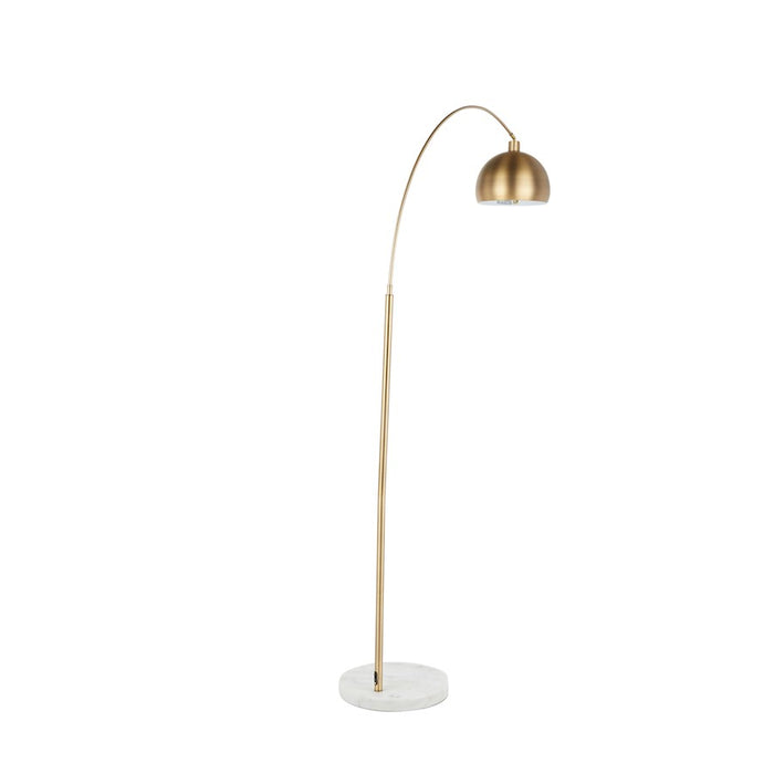 LumiSource March Floor Lamp, White Marble/Antique Brass Metal