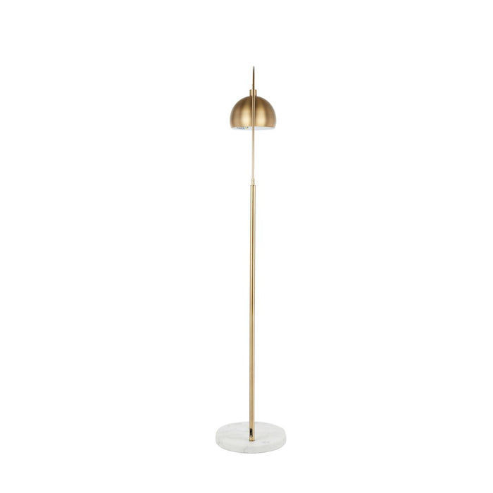 LumiSource March Floor Lamp, White Marble/Antique Brass Metal