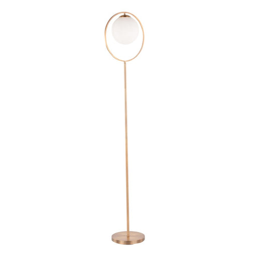 LumiSource Moon Floor Lamp | Gold Metal & Frosted Glass | Living Room & Office | 65in H | Model LS-MOONFLAU