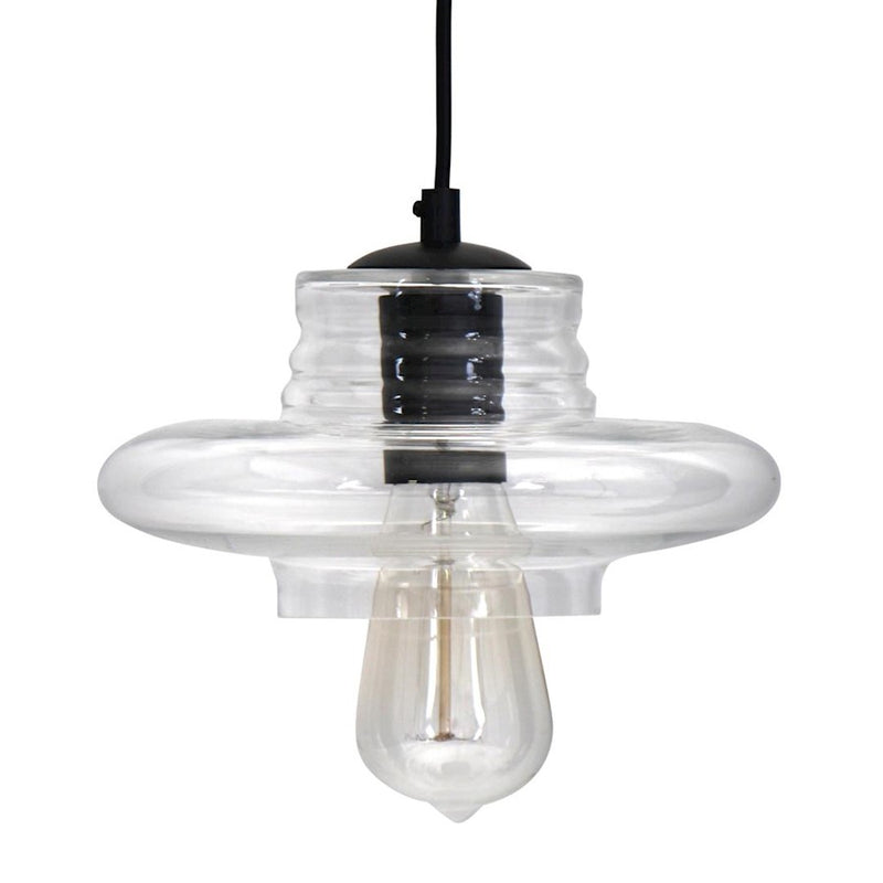 LumiSource Torus Saucer 8.5in 1-Light Pendant | Industrial Clear Glass | Kitchen Island & Dining Room | 8.5 x 8.5 x 4.25 in | Model LS-OTRSSAU8CL