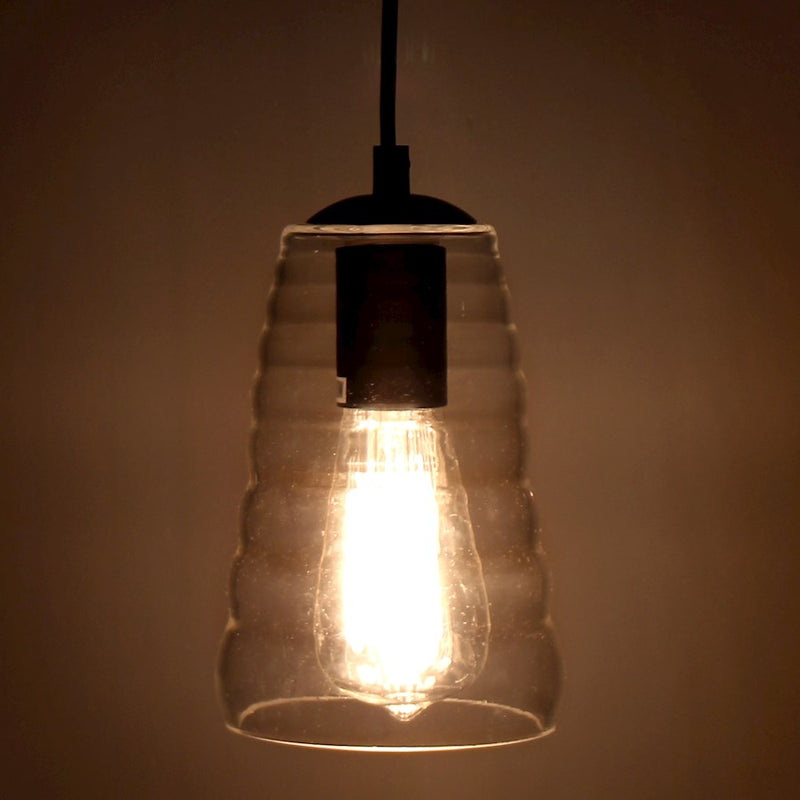LumiSource Torus Saucer 8.5in 1-Light Pendant | Industrial Clear Glass | Kitchen Island & Dining Room | 8.5 x 8.5 x 4.25 in | Model LS-OTRSSAU8CL