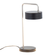 LumiSource Puck Table Lamp, Black Metal/Nickel - LS-PUCKTBBKNI
