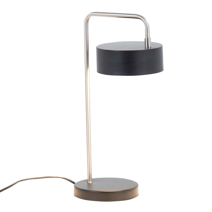 LumiSource Puck Table Lamp, Black Metal/Nickel - LS-PUCKTBBKNI