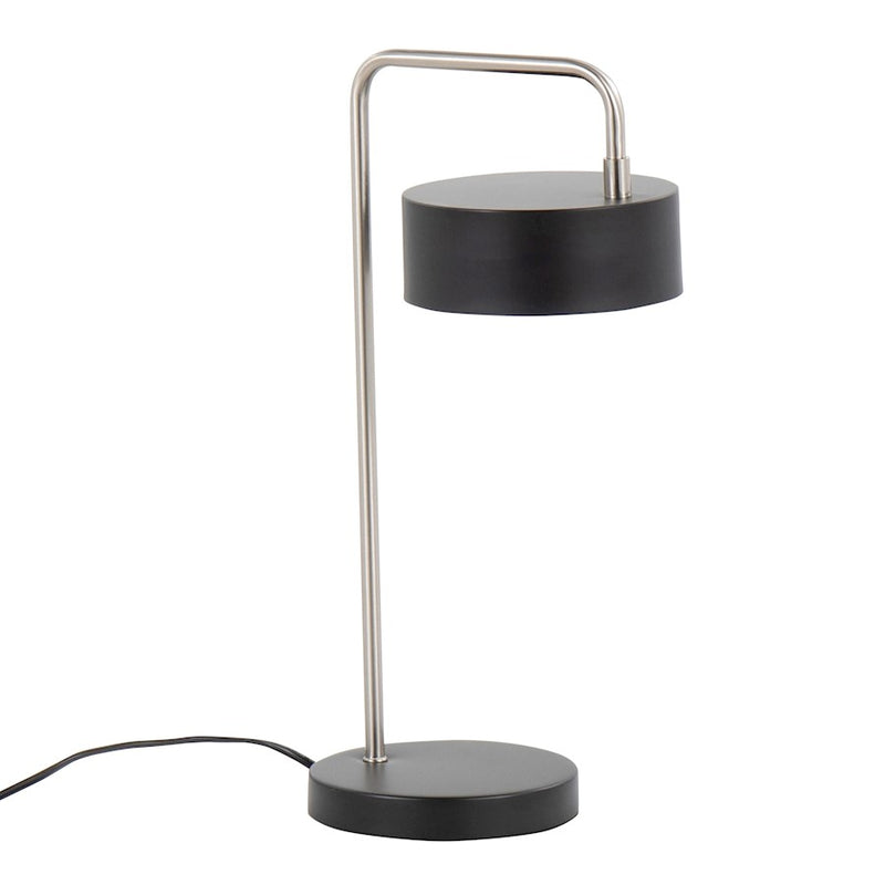 LumiSource Puck 17.75in Table Lamp | Contemporary Black Metal & Nickel | Bedside & Living Room Accent | 9.5 x 6.25 x 17.75 in | Model LS-PUCKTBBKNI