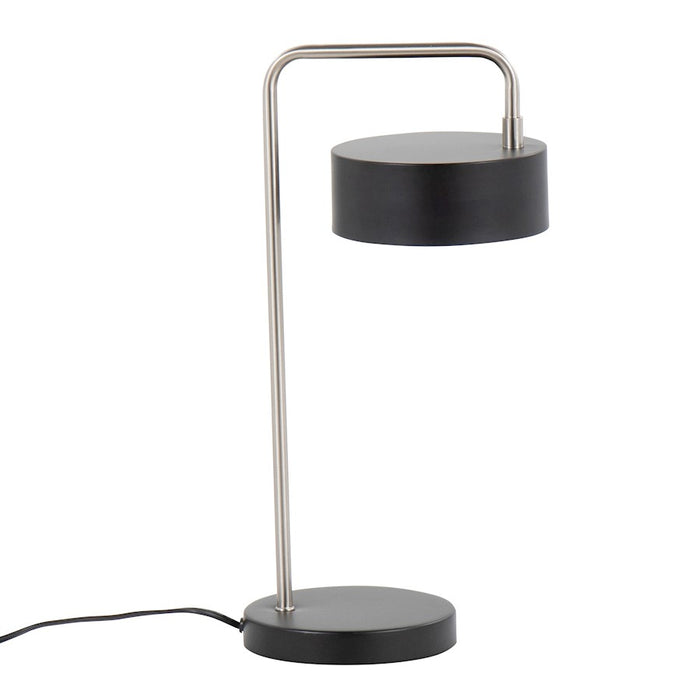 LumiSource Puck Table Lamp, Black Metal/Nickel