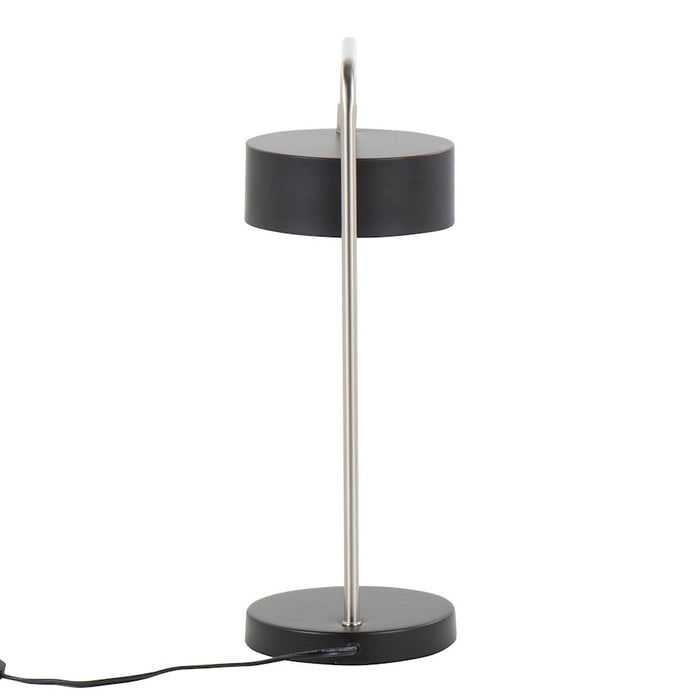 LumiSource Puck Table Lamp, Black Metal/Nickel