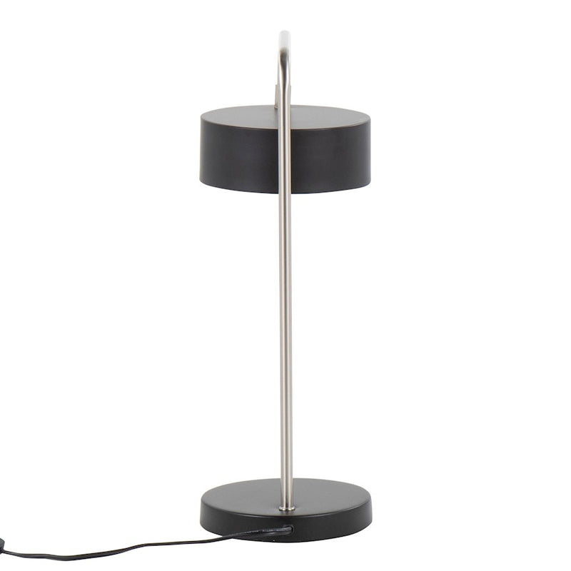 LumiSource Puck 17.75in Table Lamp | Contemporary Black Metal & Nickel | Bedside & Living Room Accent | 9.5 x 6.25 x 17.75 in | Model LS-PUCKTBBKNI