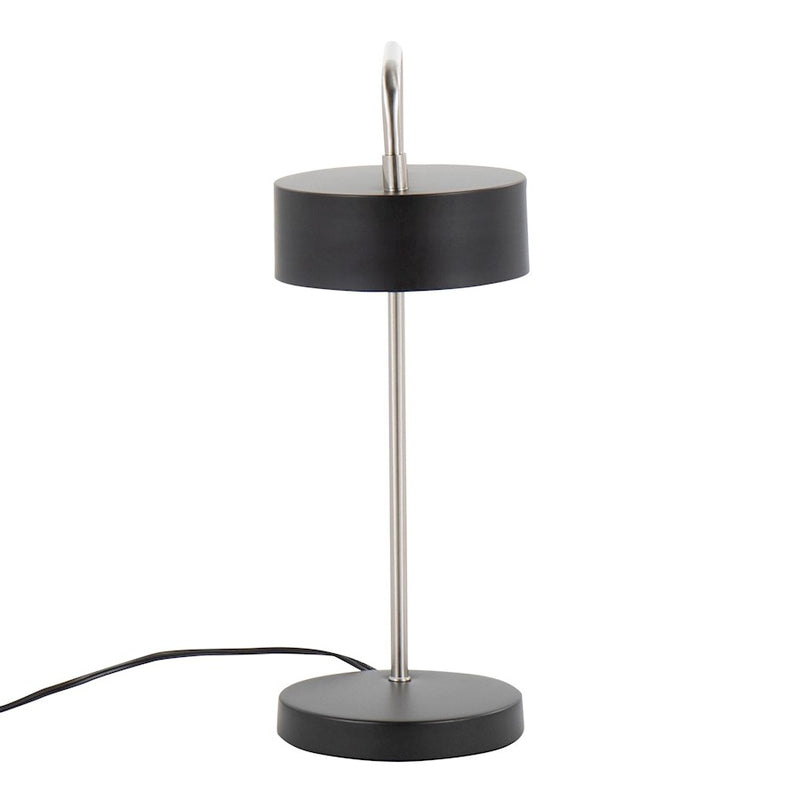 LumiSource Puck 17.75in Table Lamp | Contemporary Black Metal & Nickel | Bedside & Living Room Accent | 9.5 x 6.25 x 17.75 in | Model LS-PUCKTBBKNI