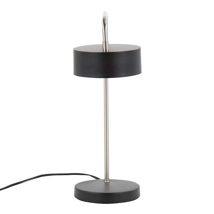LumiSource Puck Table Lamp, Black Metal/Nickel