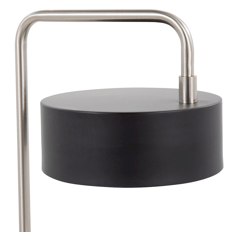 LumiSource Puck 17.75in Table Lamp | Contemporary Black Metal & Nickel | Bedside & Living Room Accent | 9.5 x 6.25 x 17.75 in | Model LS-PUCKTBBKNI
