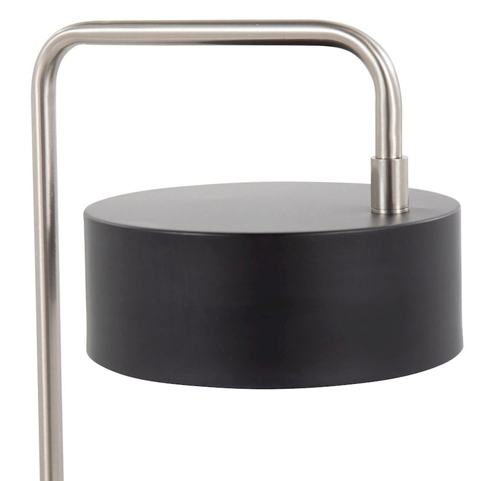 LumiSource Puck Table Lamp, Black Metal/Nickel