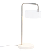 LumiSource Puck Table Lamp, White Metal/Nickel Metal - LS-PUCKTBWNI