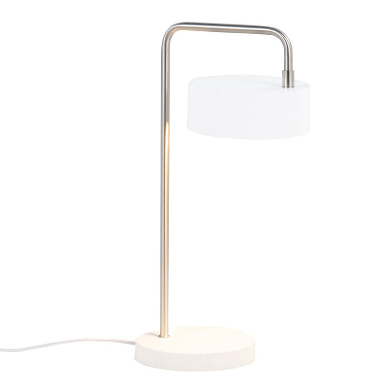 LumiSource Puck Table Lamp | White and Nickel Metal | Bedside & Desk Accent Light | 9.5 x 6.25 x 17.75 in | Model LS-PUCKTBWNI