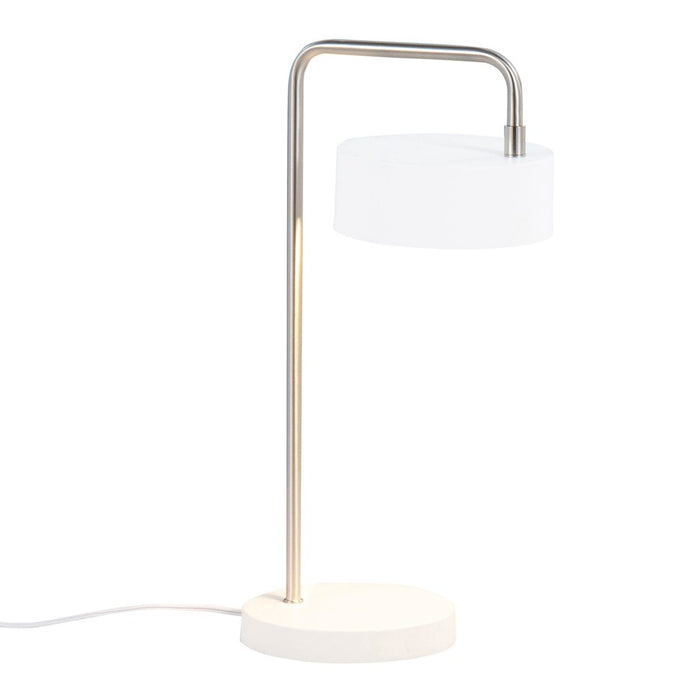 LumiSource Puck Table Lamp, White Metal/Nickel Metal - LS-PUCKTBWNI