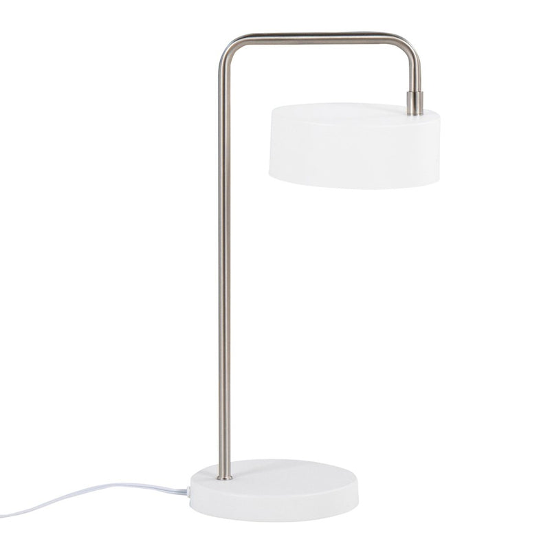 LumiSource Puck Table Lamp | White and Nickel Metal | Bedside & Desk Accent Light | 9.5 x 6.25 x 17.75 in | Model LS-PUCKTBWNI
