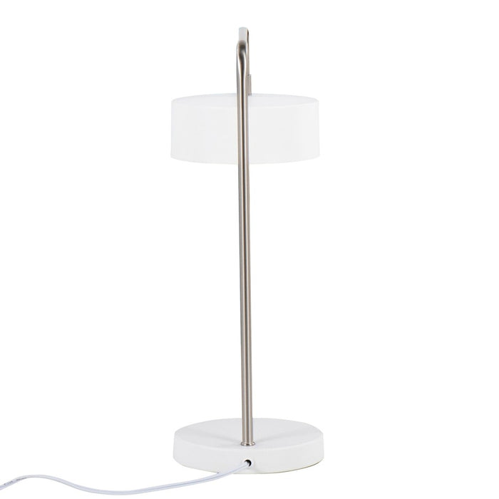 LumiSource Puck Table Lamp, White Metal/Nickel Metal