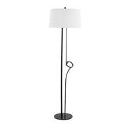 LumiSource Shadow Floor Lamp in Black Steel/White Linen - LS-SHADOWBKW
