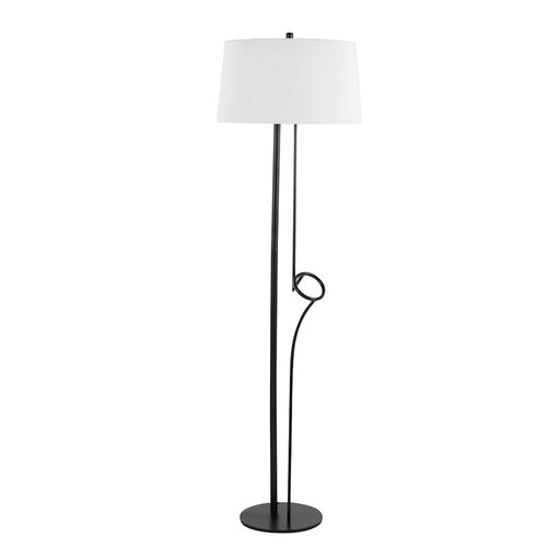 LumiSource Shadow Floor Lamp in Black Steel/White Linen - LS-SHADOWBKW